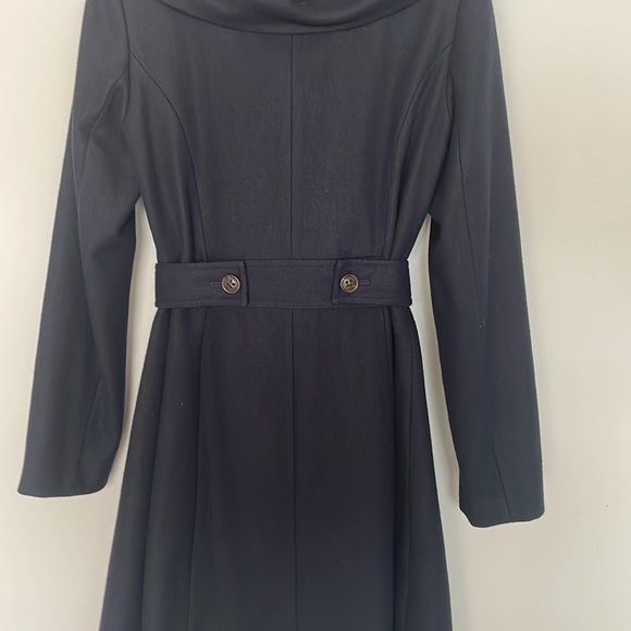 NWOT Rare Elevenses Anthropologie Runway Lapel Navy Wool Trench Coat size 4 🌹 - Picture 8 of 16